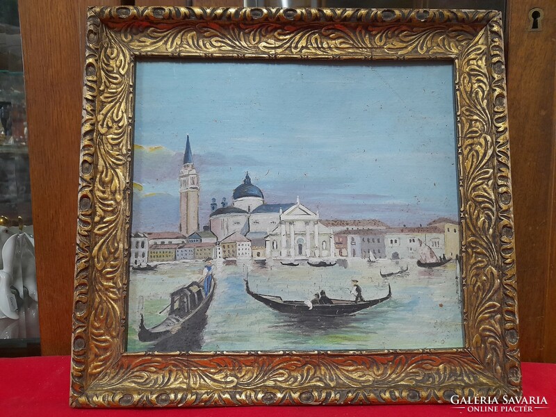 XIX. Beginning, middle of the century, Venetian oil, cardboard picture, painting.