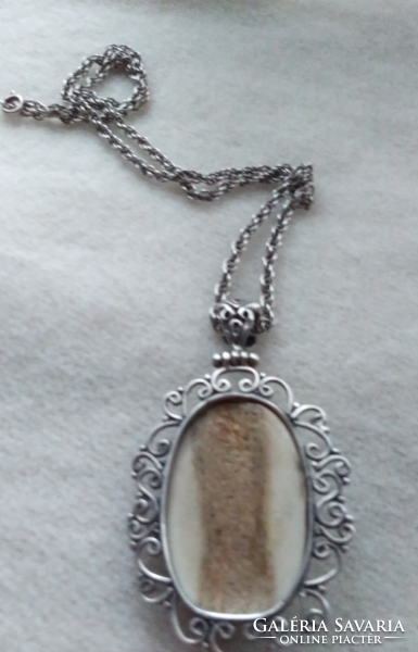 Special silver necklace with bone cameo pendant!