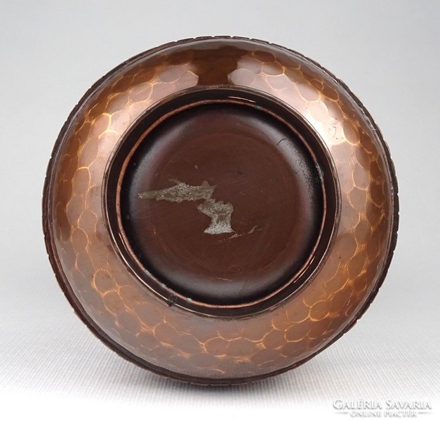 1K559 applied art red copper goldsmith work 60s decorative vase 20 cm