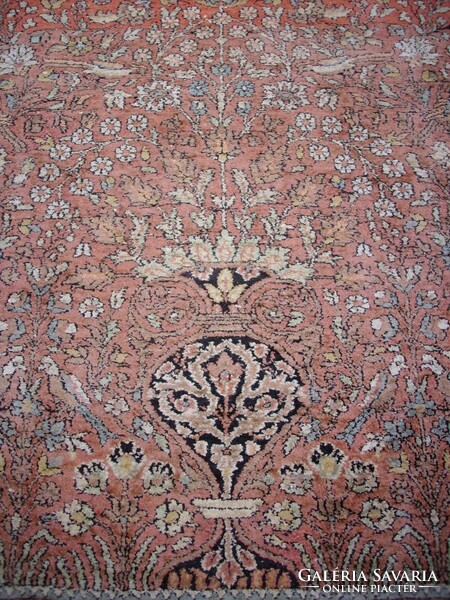 Handmade silk rug with tree of life 198x120cm