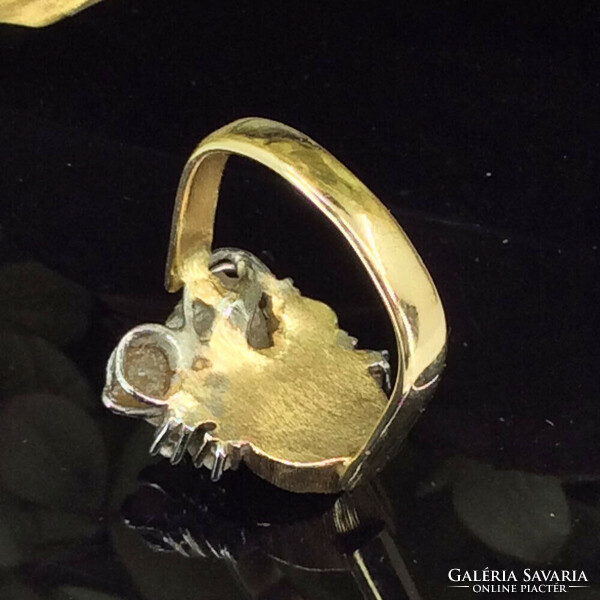 Modern goldsmith's 18th century gold ring with diamonds. With certificate!