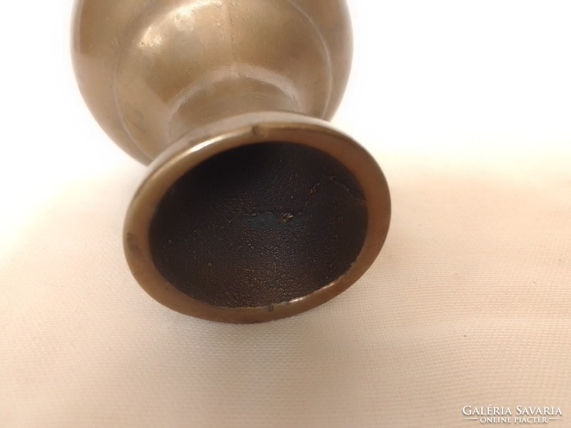 Old heavy small cast thick-walled solid brass vase, 8 cm