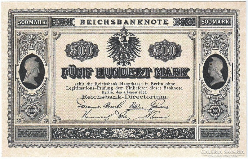 German Empire 500 marks 1876 replica unc