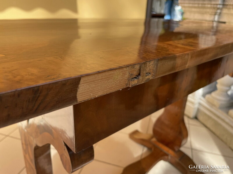 Early Biedermeyer drawer table with lute legs