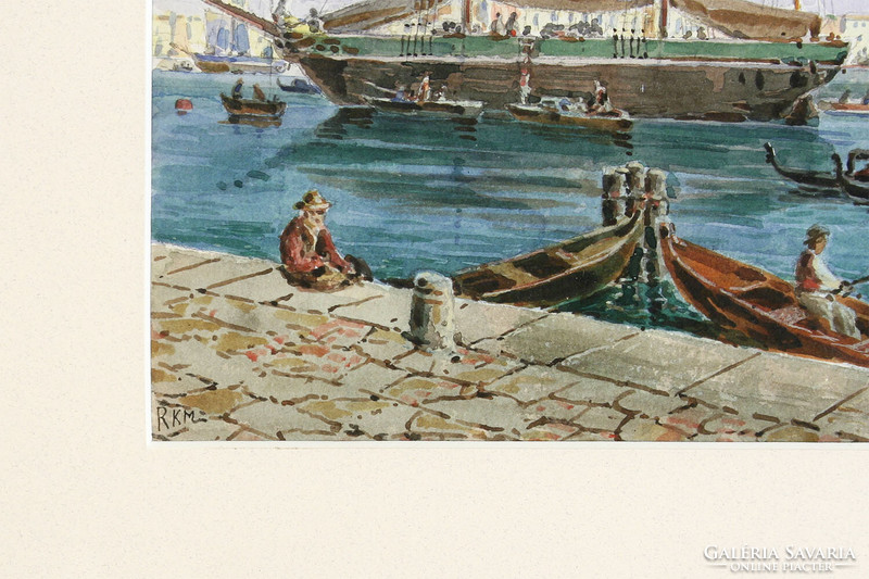 Miksa Károly Reissmann (1856-1917) Venice Campanile di San Marco Saint Mark's Square gondolas Reissmann