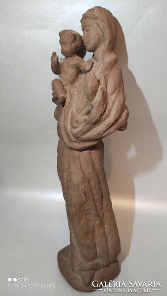 Buy it now at take away price!!! 35 Cm high Karlsruhe ceramic Madonna and Child statue damaged