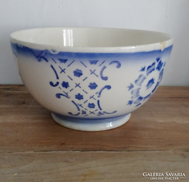 Antique very rare blue pattern Kispest granite porcelain coma, patty, mixing, serving bowl,