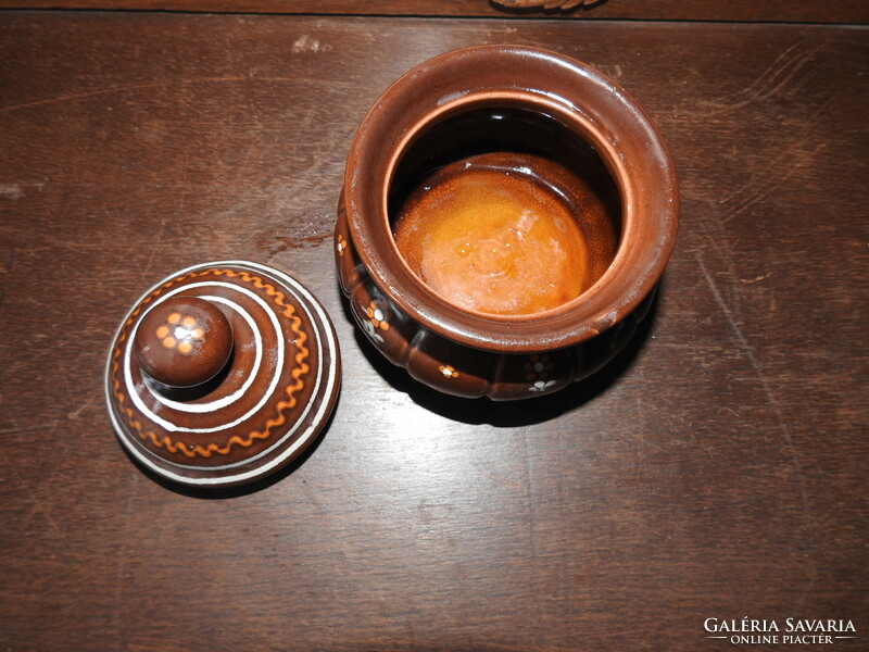 Gmundner Keramik - barna kézműves osztrák kerámia cukortartó