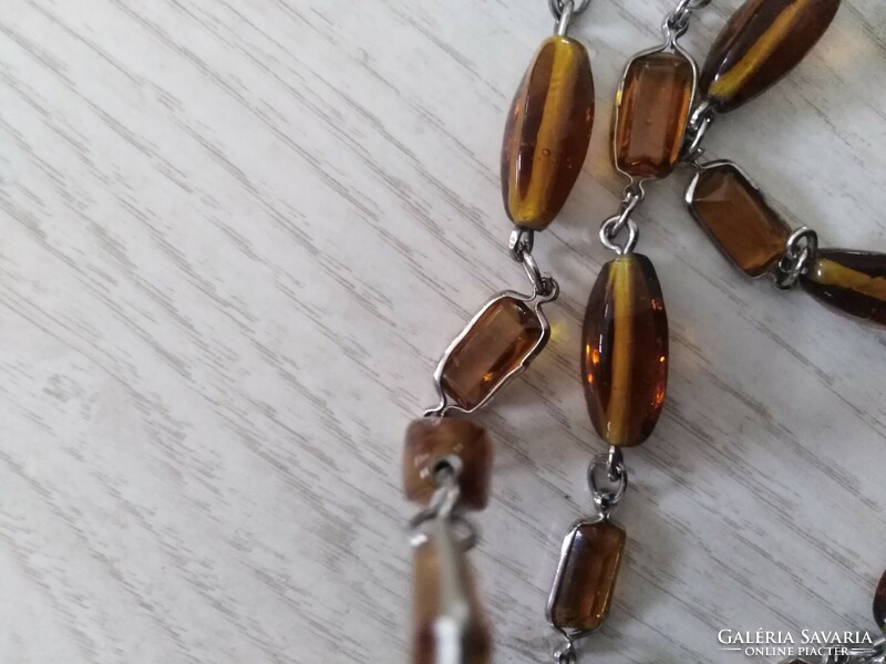 Necklace - amber color, made of glass beads
