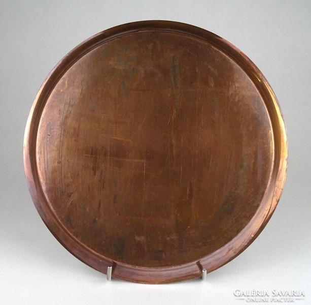 1K691 old hammered red copper serving tray 24 cm