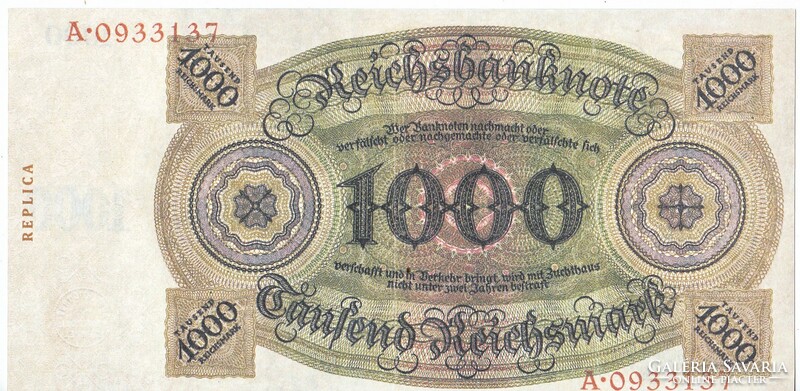 Németország 1000 márka 1924 REPLIKA UNC