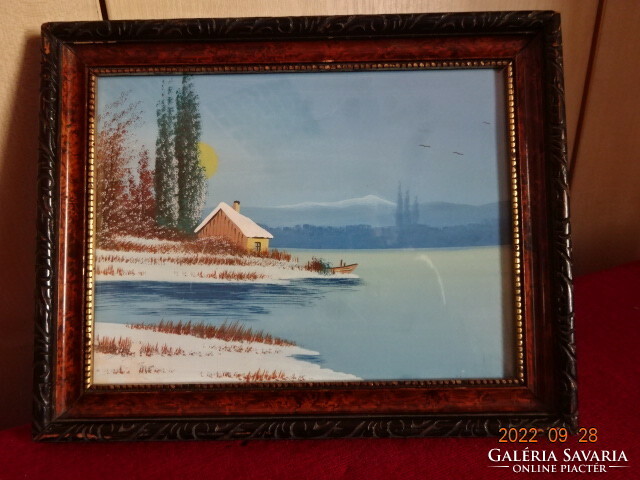 Téli táj, antik, akvarell az 1930-as évekből. Vanneki! Jókai.