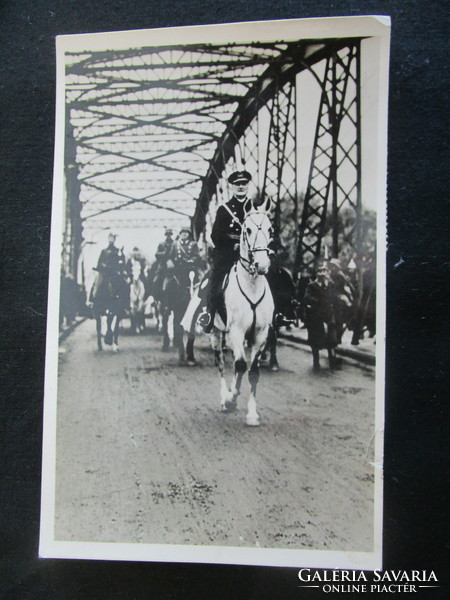 1938 Governor Miklós Horthy of Nagybánya Vitéz Komárom Komárnó marching in on horseback contemporary photo photo sheet