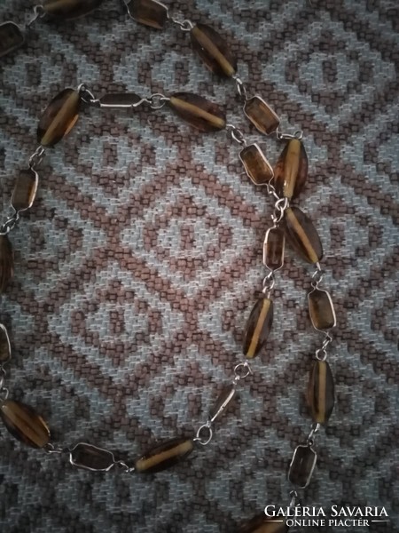 Necklace - amber color, made of glass beads