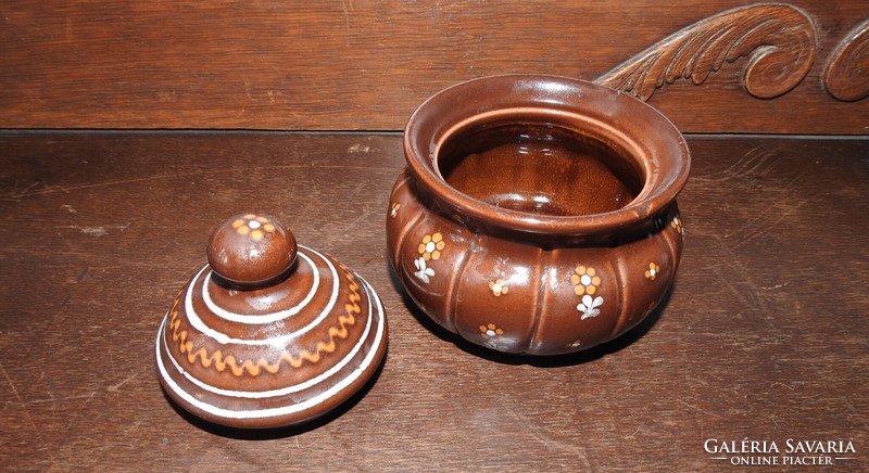Gmundner Keramik - barna kézműves osztrák kerámia cukortartó
