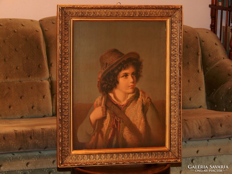 Beautiful frame with contemporary oil print made around 1900