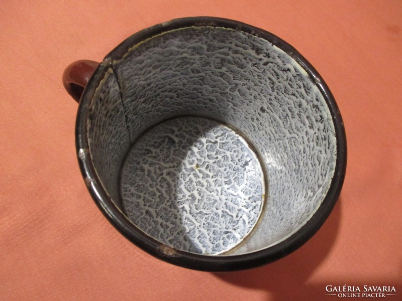 Old, rare metal, enamel mug, glass 0.5 l - quarry