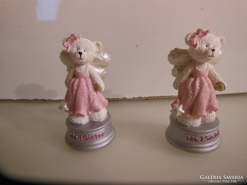 Statue - russ - teddy bear - angel face - glitter - ceramic - 7 x 3.5 cm - perfect