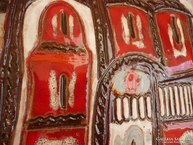 Retro kerámia falikép orosz templom és nyomat stark anna grafikus festő hagyatékából