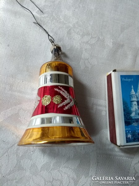 Glass bell Christmas tree ornament, circa 1960-1970 Czechoslovakia