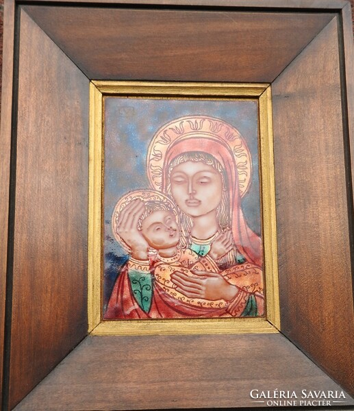 ZSÓRI BALOGH E. - tűzzománc kép : Szűz Mária a Kisjézussal