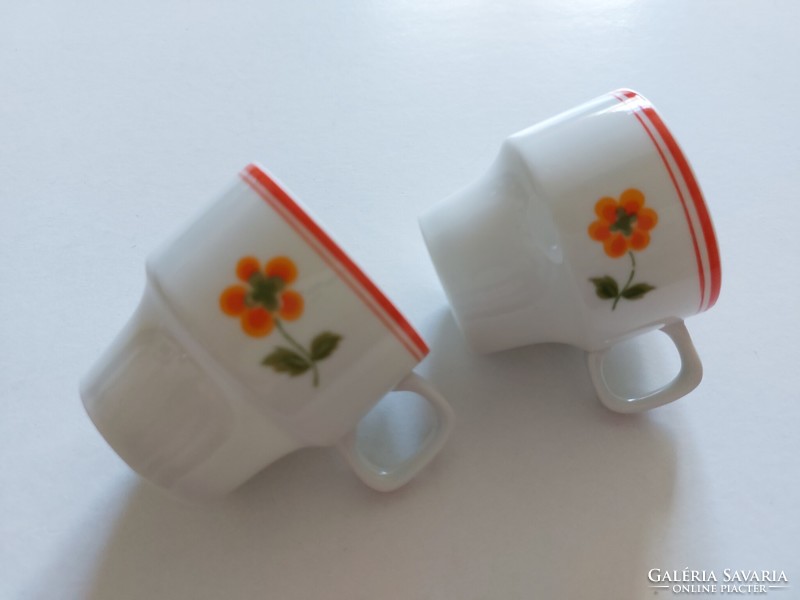 Retro Hólloház porcelain coffee cup with flowers 2 pcs