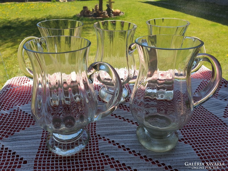 Antique ribbed glass jars and cups