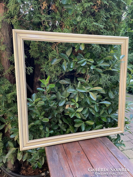 Bone-colored wooden picture frame, internal size: 61.5x66.5m!