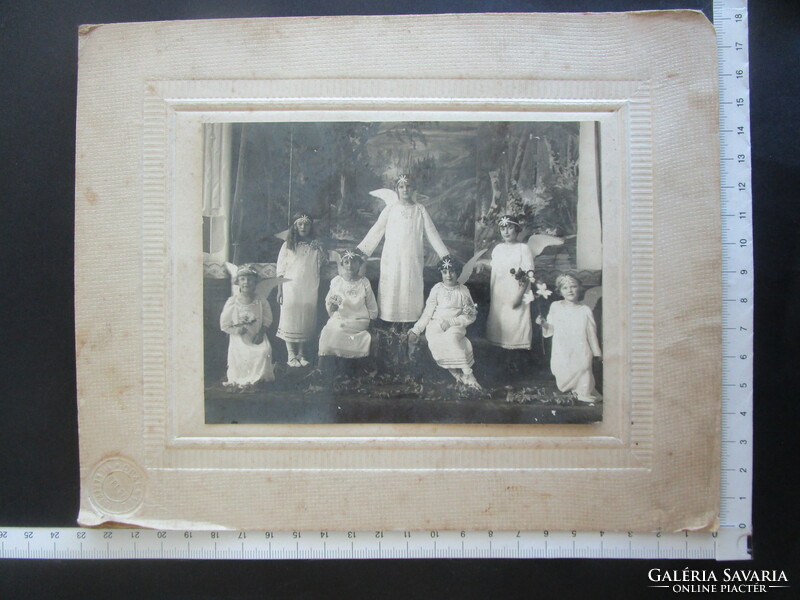 1929 Budapest Christmas little girls in angel costumes group photo marked photo photo
