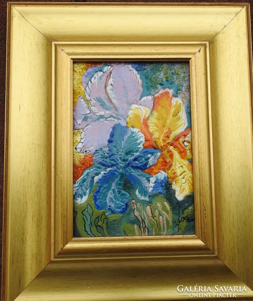 Erzsébet Kolláth - lily colors - fire enamel picture