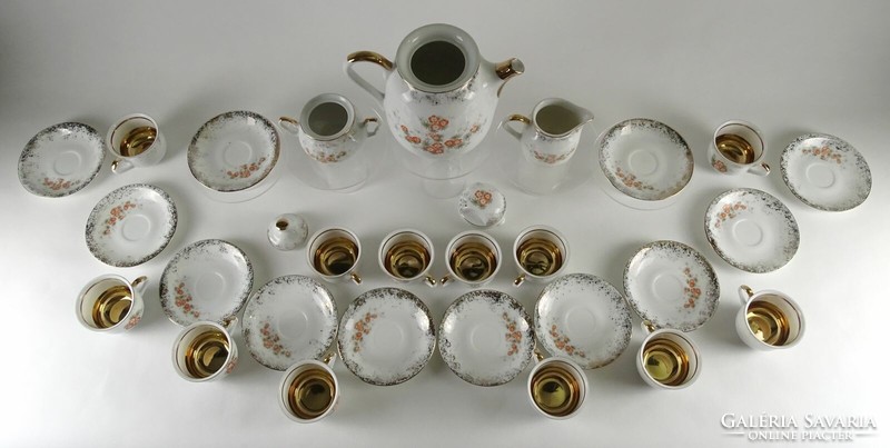 1K673 Jelzett lengyel Jarolina porcelán teáskészlet 12 személyes
