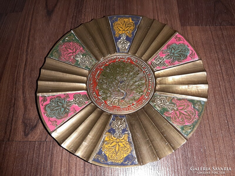 Copper bowl with peacock motif