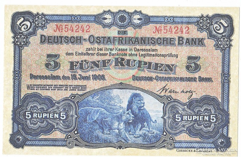 German East Africa 5 Rupee Replica 1905 unc