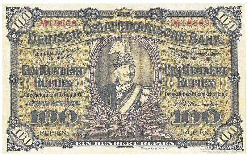Német Kelet-Afrika 100 rupia REPLIKA 1905 UNC