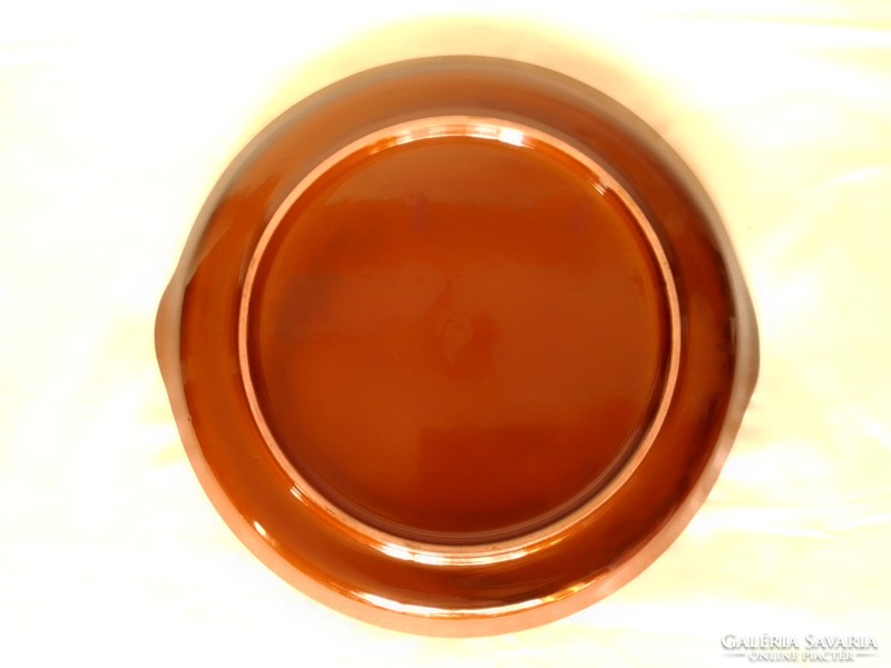 Brown glazed ceramic pizza bowl, baking dish, plate. German, perfect