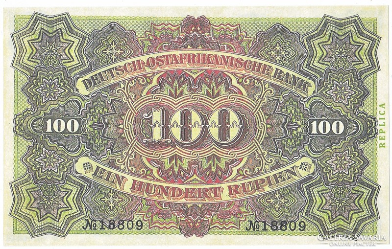 Német Kelet-Afrika 100 rupia REPLIKA 1905 UNC