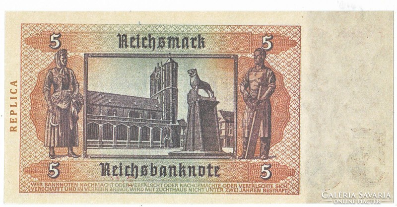 Germany 5 marks 1942 replica unc