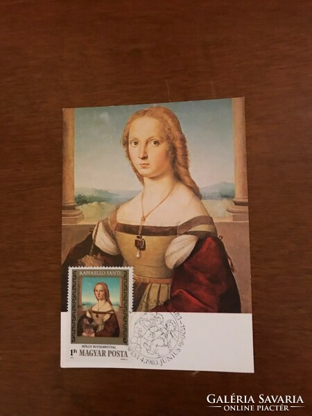 Első napi bélyegzésű képeslap. Raffaello születésének 500.évfordulója.