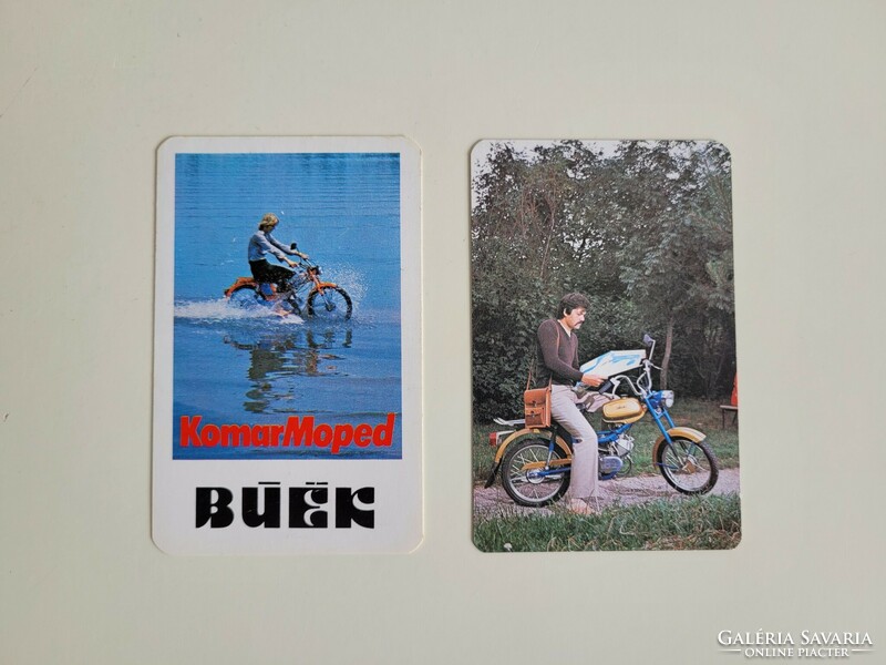 Retro old 2 advertising card calendar komar moped motorcycle advertisement 1981 1982