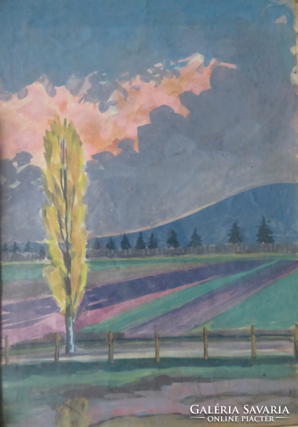 Spring landscape - marked painting in a damaged frame