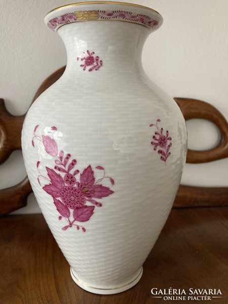 Herend porcelain vase with Appony pattern, ribbed