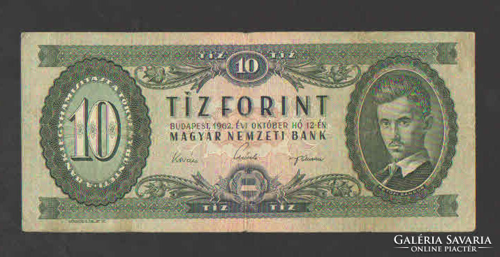 10 HUF 1962. F+!! Nice banknote!!