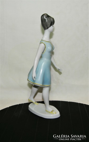 Retro Hollóházi lány figura - 25 cm - Io. kézifestés