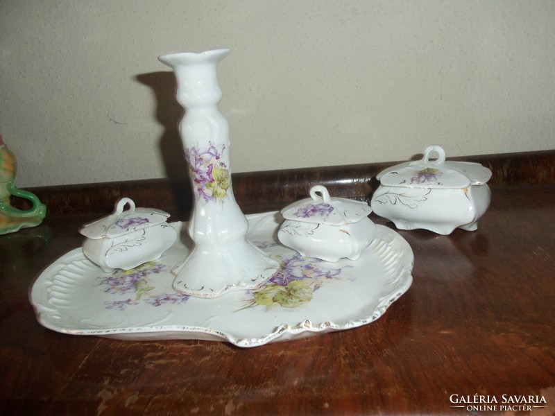 Violet patterned porcelain dressing set