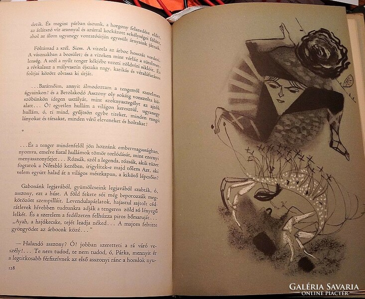 Rare! Original book illustration by Szántó piroska - unique pastel image