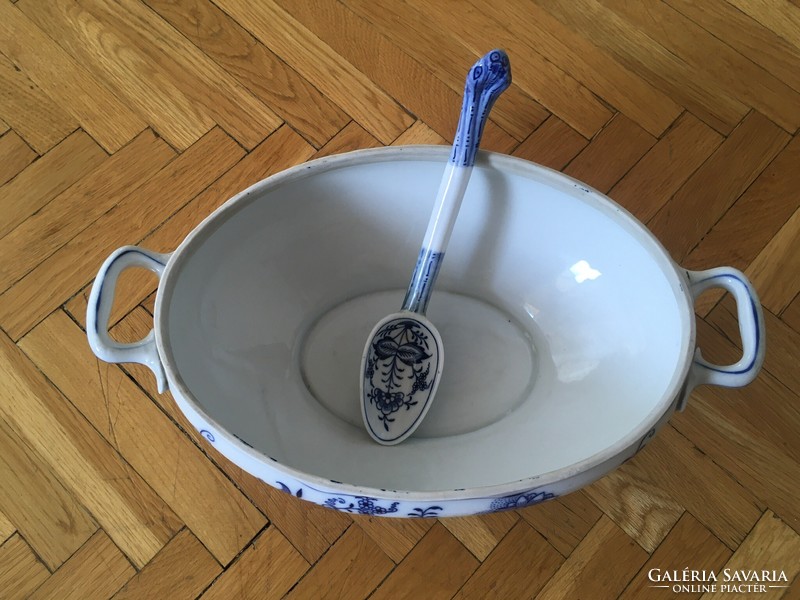 Meissen porcelain plate, cup, bowl, spoon, salt shaker, sauce bowl