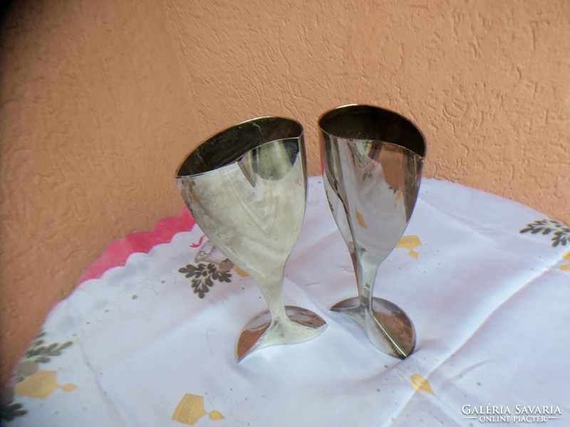 Pair of silver-plated, heart-shaped goblets!!