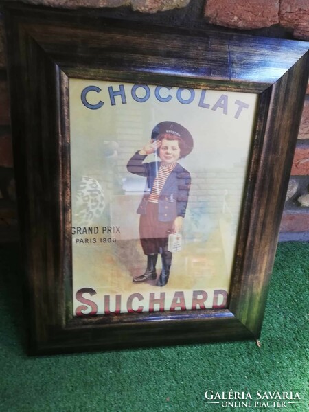 Csokoládé reklám üvegezett fa keretben