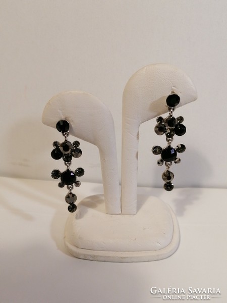 Black gray rhinestone earrings (406)