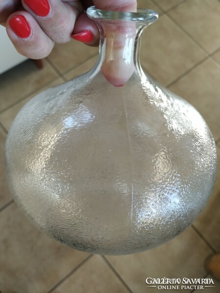 Vastag rücskös huta üveg váza, palack eladó!